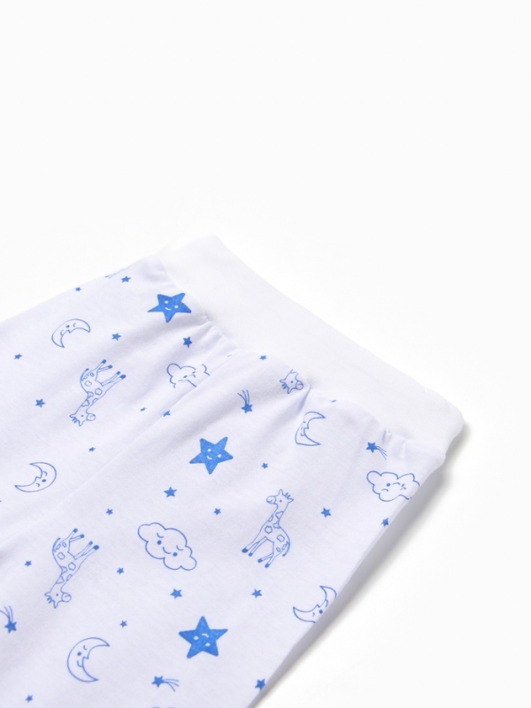 Ползунки детские "Жирафы", цвет белый/синий, рост 80