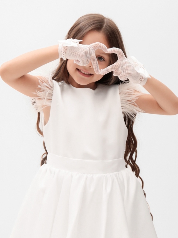 Платье нарядное детское KAFTAN, р.30 (98-104 см), белый