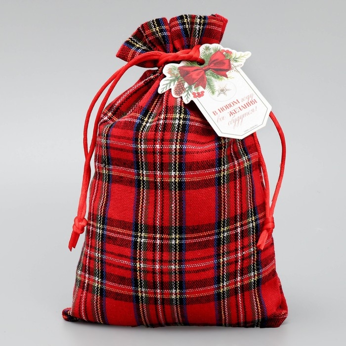 Мешок подарочный холща &laquo;С Новыми желаниями&raquo;, 16 х 23 см +/- 1.5 см, Новый год