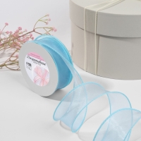 Лента капроновая «Волна», с блеском, 40 мм, 10 ± 1 м, цвет голубой №25 Лента капроновая «Волна», с блеском, 40 мм, 10 ± 1 м, цвет голубой №25