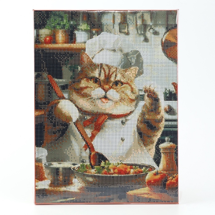 Алмазная мозаика с полным заполнением на холсте с подрамником &laquo;Толстенький повар&raquo;, 30 х 40 см