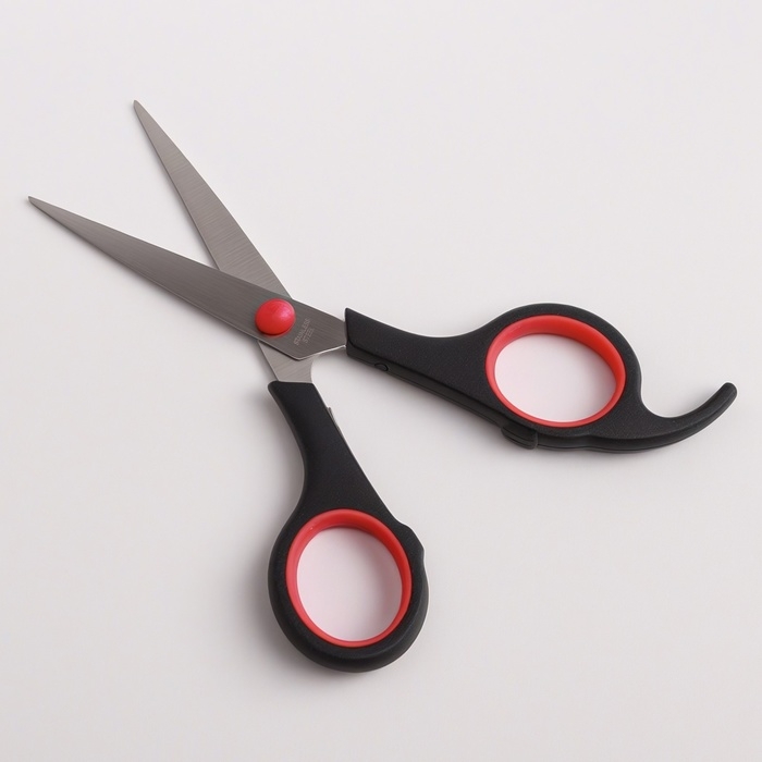 Ножницы парикмахерские с упором, лезвие &mdash; 7 см, цвет чёрный/красный