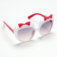 Очки солнцезащитные детские OneSun, бантики, 4.5 х 12 см, цвет бело-малиновый