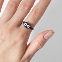 Кольцо &laquo;Монстрики&raquo; котик, цвет чёрный