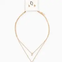 Набор 2 пред-та: пуссеты,кулон "Вишенка со стразинкой", цвет красный в золоте 50+40см. d4