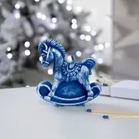 Свеча фигурная &laquo;Лошадка-качалка&raquo;, синяя