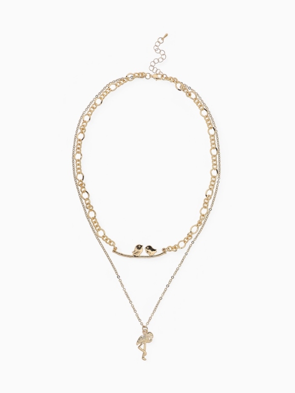 Кулон &laquo;Цепь&raquo; фламинго, цвет золото