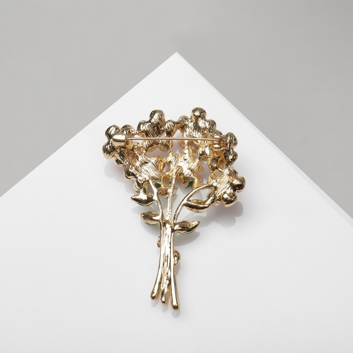 Брошь &laquo;Букет цветов&raquo;, цветная в золоте