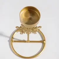 Подсвечник металл на 1 свечу "Снежинка" золото d=4,5 см 8,5х8,5х16 см