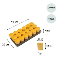 Набор для рассады: стаканы по 250 мл (18 шт.), поддон 40 &times; 20 см, цвет МИКС, Greengo
