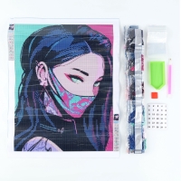 Алмазная мозаика с полным заполнением на холсте &laquo;Девушка неон&raquo;, 30 х 40 см