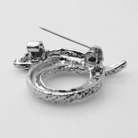 Новый год! Символ года 2025! Брошь &laquo;Змея&raquo; в клубке, цвет белый в серебре