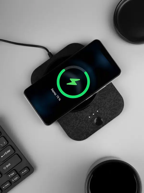 Кружка с подогревом и беспроводной зарядкой Dual Base Plus, черная