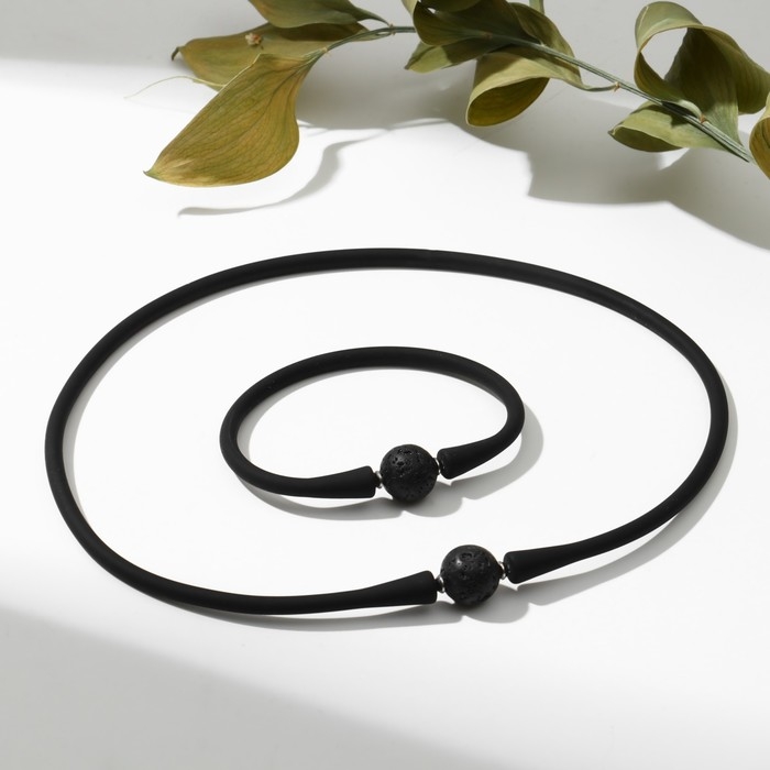 Набор 2 предмета: чокер, браслет &laquo;Лава&raquo; каучук, цвет чёрный