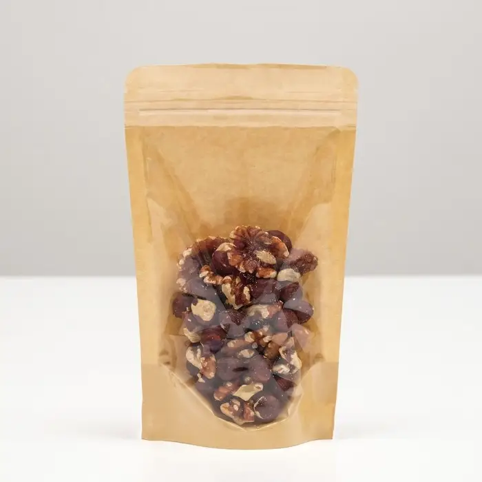 Пакет Zip-lock Крафт с прозрачной стенкой 12&times;20 + 4 см