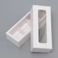 Коробка для 3 конфеты, с окном, белый 13&times;5&times;3.3 см