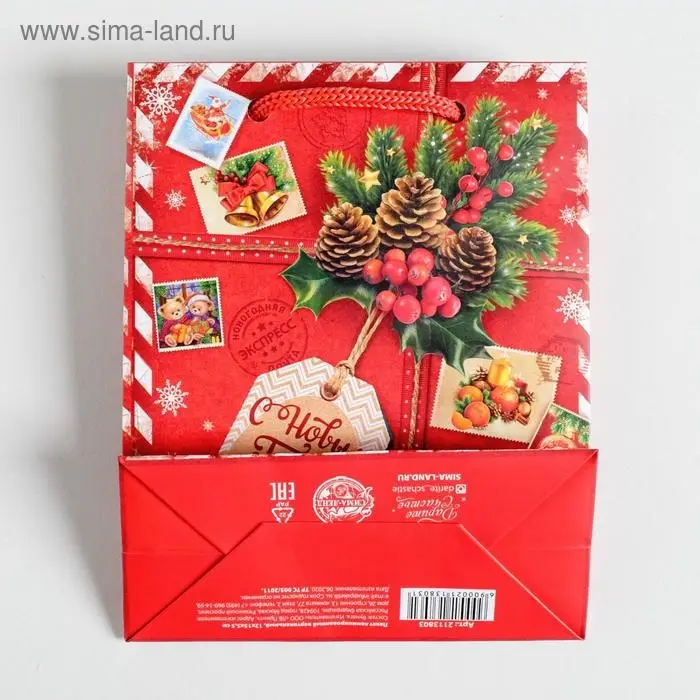 Пакет подарочный новогодний ламинированный &laquo;Подарок от Деда Мороза&raquo;, 12 х 15 х 5.5 см