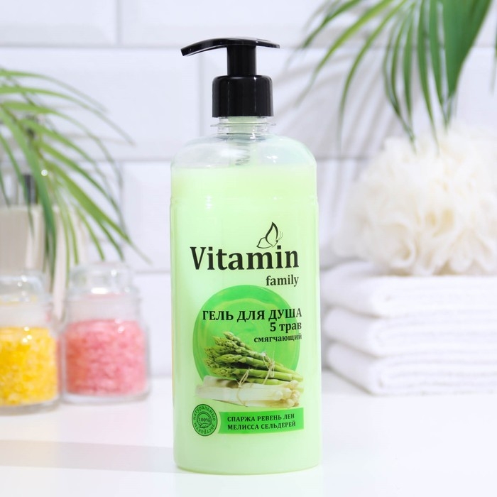 Гель для душа VITAMIN Family Гель для душа VITAMIN Family "5 трав", смягчающий, 650 мл