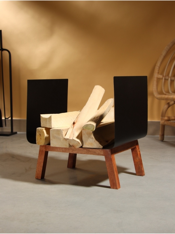 Дровница "Вечерок" сталь, дерево 38х30х40 см