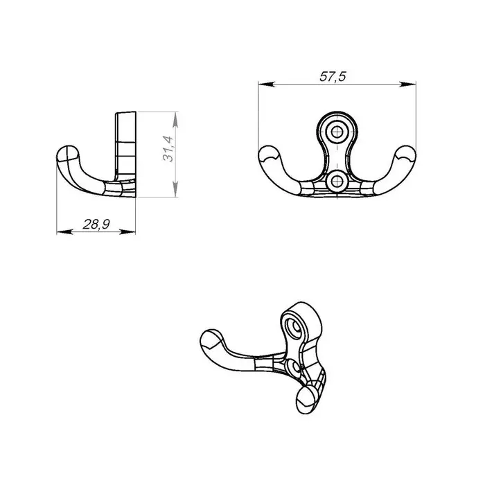 Крючок-вешалка ТУНДРА, №15, цвет хром, 1 шт.