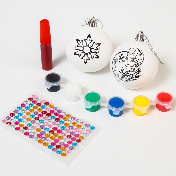 Ёлочные шары под раскраску на новый год &laquo;Холодное сердце&raquo;, 2 шт, набор для творчества