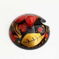 Солонка &laquo;Ягодка&raquo;, с крышкой, большая, 10&times;8 см, хохлома