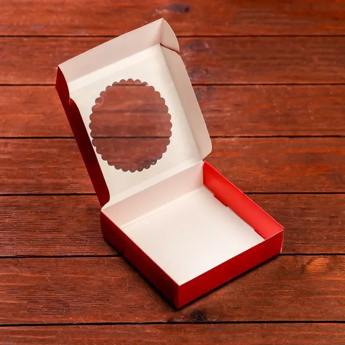 Подарочная коробка сборная с окном &laquo;Новогодняя абстракция&raquo;, 11.5&times;11.5&times;3 см