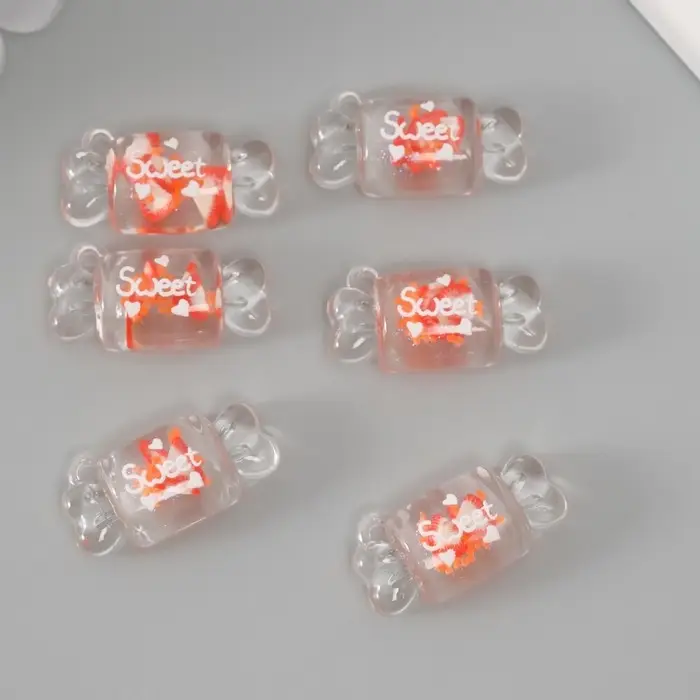 Подвеска для творчества акрил "Конфетка. Клубничный лёд" 3,2х1,5х1 см