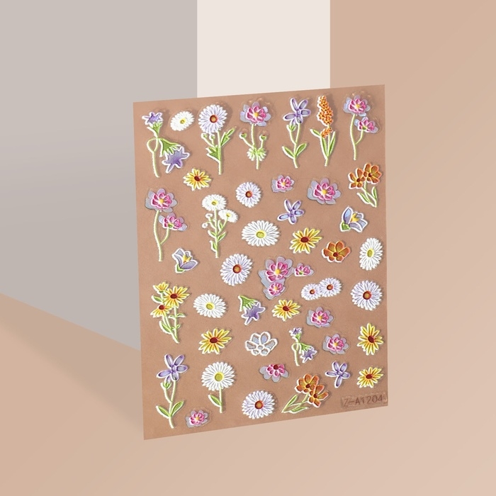 Наклейки для ногтей &laquo;На поле&raquo;, объёмные, разноцветные