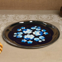 Набор «Жостово на синем», рюмка, 3 предмета, самовар 3 л, заварочный чайник 0,7 л, поднос Набор «Жостово на синем», рюмка, 3 предмета, самовар 3 л, заварочный чайник 0,7 л, поднос