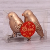 Украшение ёлочное "Воробушек" (набор 2 шт) 9х4 см, коричневый Украшение ёлочное "Воробушек" (набор 2 шт) 9х4 см, коричневый