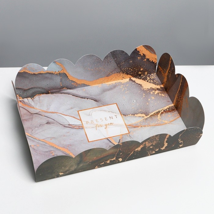 Коробка для печенья, кондитерская упаковка с PVC крышкой, «Мрамор», 20 х 30 х 8 см Коробка для печенья, кондитерская упаковка с PVC крышкой, «Мрамор», 20 х 30 х 8 см