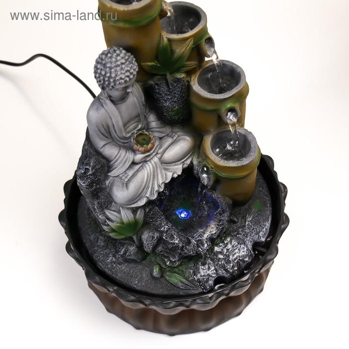 Фонтан настольный от сети Фонтан настольный от сети "Серый будда и фонтан из бамбука" 28х20,5х20,5 см