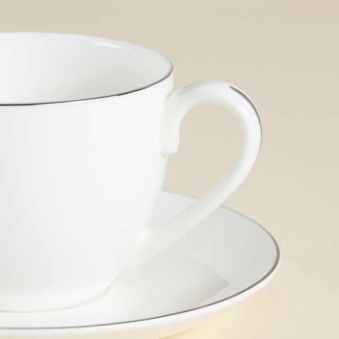 Чайные пары SL Home &laquo;Каскарон&raquo;, 240 мл, набор 2 шт, костяной фарфор, белые