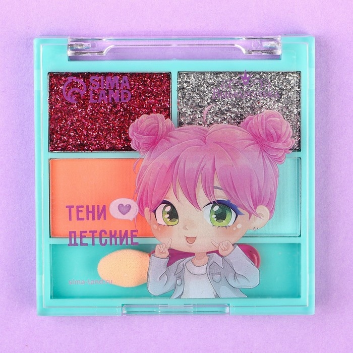 Тени для век детские, 4 цвета Тени для век детские, 4 цвета "Подружки", Сказочный патруль, МИКС