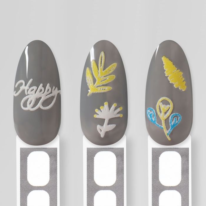 Наклейки для ногтей &laquo;Листья&raquo;, объёмные, цвет белый/жёлтый/голубой