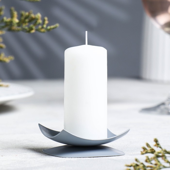 Подсвечник Подсвечник "Кварта" металл на 1 свечу, 7х2,7 см, серый