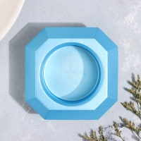 Подсвечник "Квадрат" из гипса со скошенными углами малый,9х3,5см,голубой