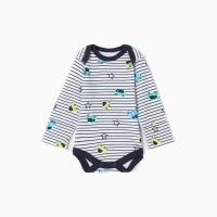 Боди детское с длинным рукавом, цвет синий/полоска, рост 68 см (3-6 мес)