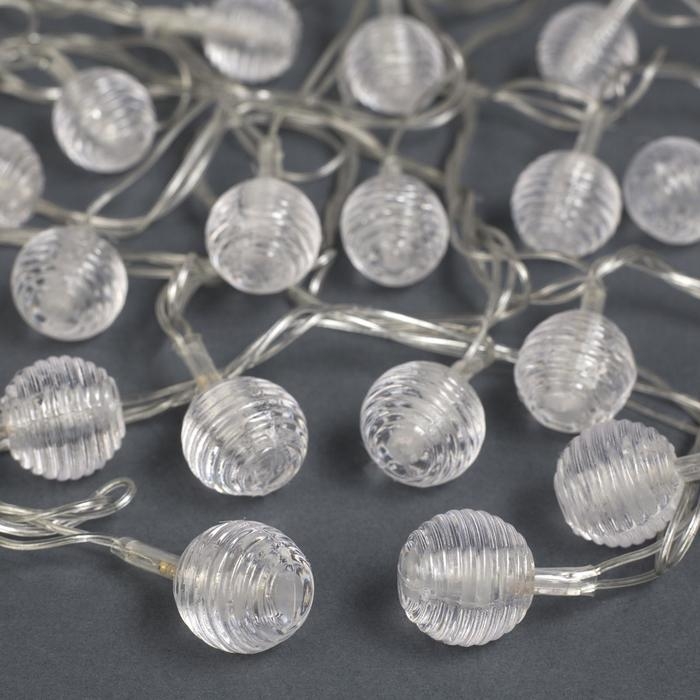 Гирлянда &laquo;Нить&raquo; 5 м с насадками &laquo;Шарики льда&raquo;, IP20, прозрачная нить, 20 LED, свечение мульти (RG/RB), мигание, 220 В