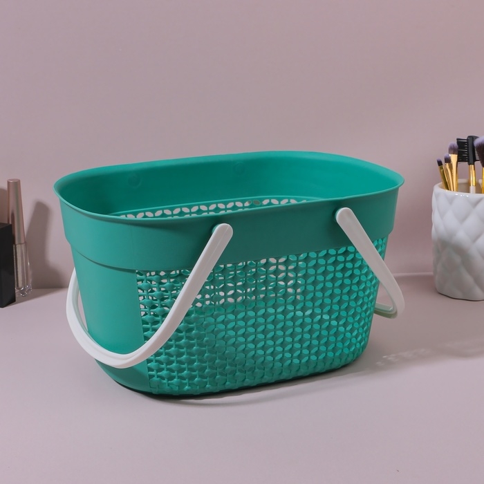 Органайзер для хранения, с ручками, 1 секция, 27 × 18 × 14,5 см, цвет МИКС Органайзер для хранения, с ручками, 1 секция, 27 × 18 × 14,5 см, цвет МИКС