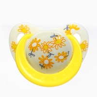 Набор: Соска - пустышка с держателем &laquo;Цветы&raquo;, ортодонтическая, +6 мес, цвет желтый