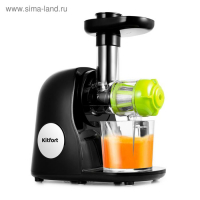 Соковыжималка Kitfort КТ-1111-1, шенковая, 150 Вт, 80 об/мин, чёрно-зеленая Соковыжималка Kitfort КТ-1111-1, шенковая, 150 Вт, 80 об/мин, чёрно-зеленая