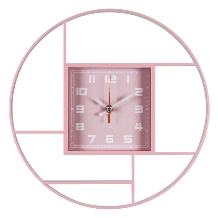 Часы настенные интерьерные "Классика", бесшумные, d-35 см, розовые, АА