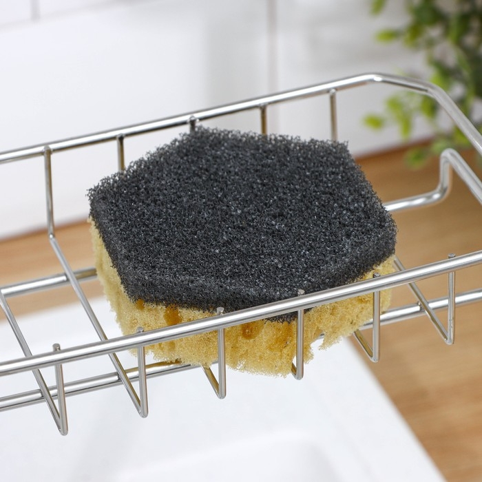 Подставка для губок на кран, 17&times;10&times;3,5 см, цвет хром