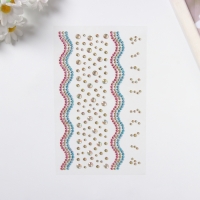 Наклейка пластик стразы "Река" розовая22,5х11,5 см