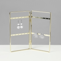 Подставка-книжка под серьги, 2 секции, 2 ряда, 16&times;20&times;2 см, цвет золотой