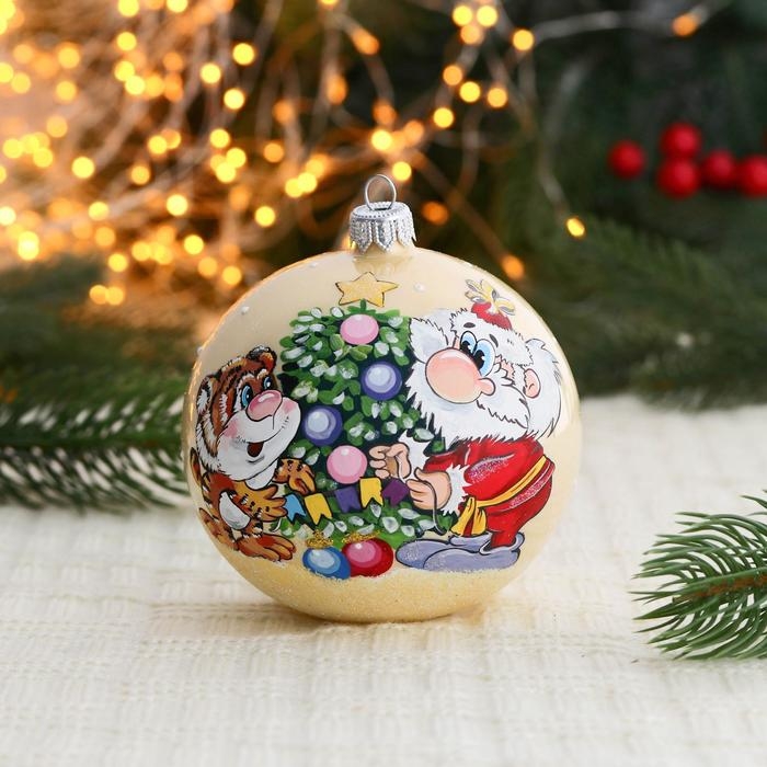 Ёлочный шар d-10 см "Подготовка к празднику"