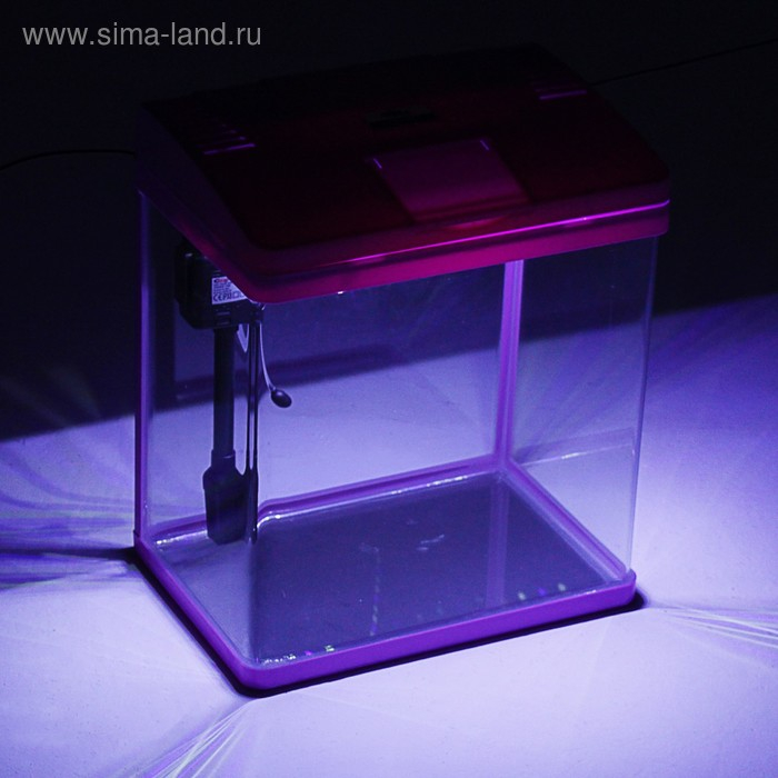 Аквариум SeaStar LS-380F в комплекте: LED-лампа, фильтр, 30 л, розовый
