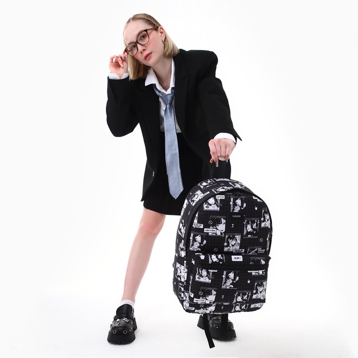 Рюкзак школьный текстильный &laquo;Аниме&raquo;, 42х14х28 см, цвет чёрный